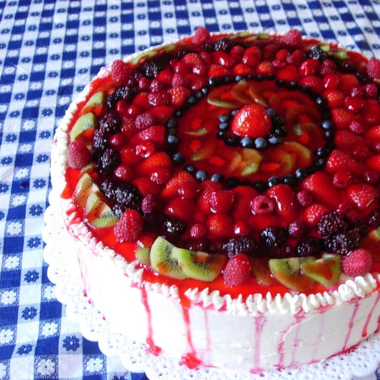 Fresh Fruit Cake — vanilla sponge cakes